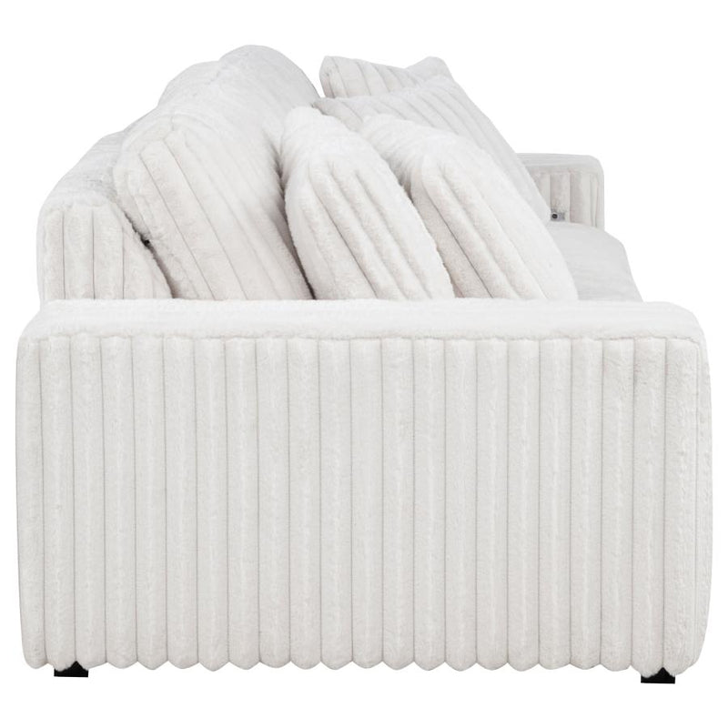 Jacana Corduroy Upholstered Dual Power Chaise Sofa Ivory-zoom-