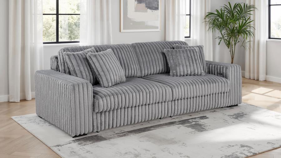 Jacana Corduroy Upholstered Dual Power Chaise Sofa Grey-zoom-2