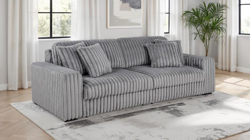 Jacana Corduroy Upholstered Dual Power Chaise Sofa Grey-zoom-