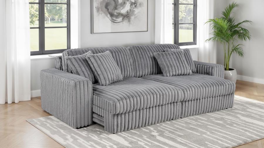 Jacana Corduroy Upholstered Dual Power Chaise Sofa Grey-zoom-3