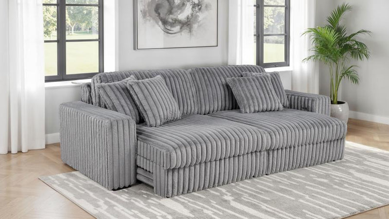 Jacana Corduroy Upholstered Dual Power Chaise Sofa Grey-zoom-