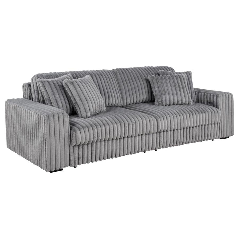 Jacana Corduroy Upholstered Dual Power Chaise Sofa Grey-zoom-