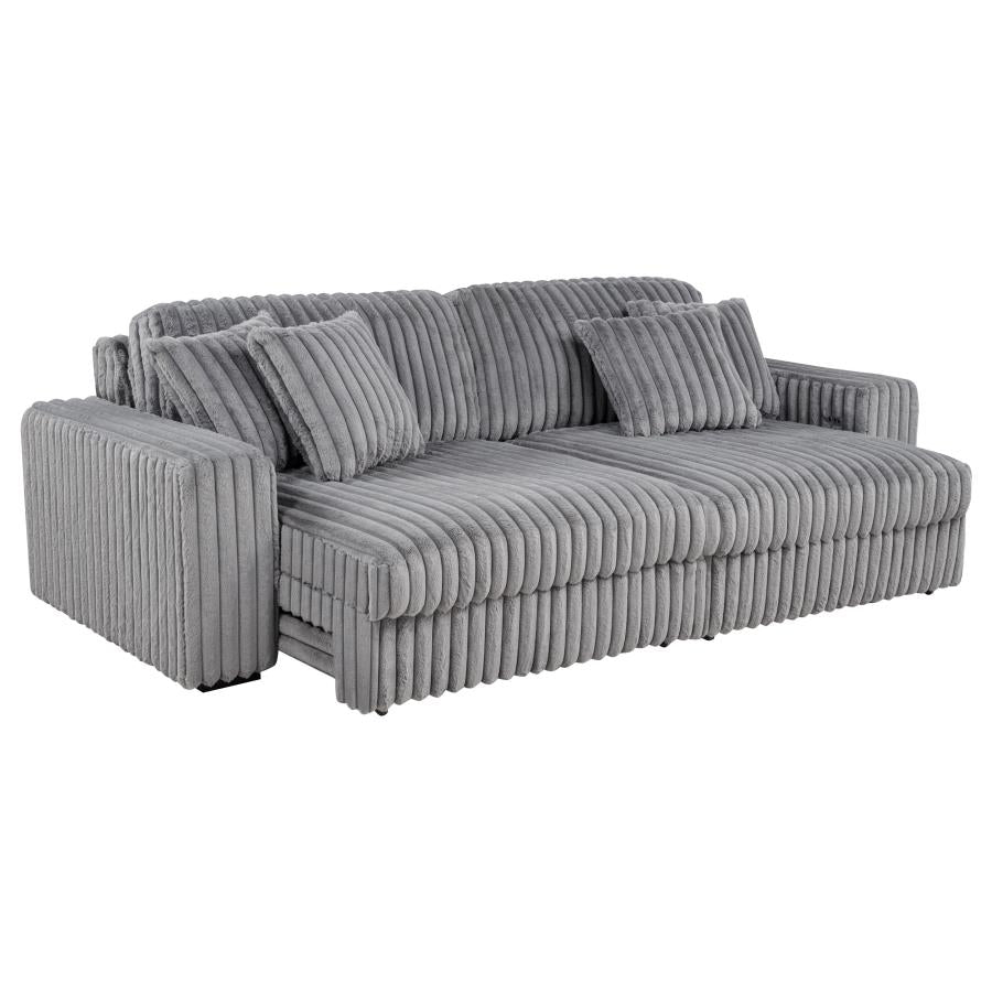 Jacana Corduroy Upholstered Dual Power Chaise Sofa Grey-4