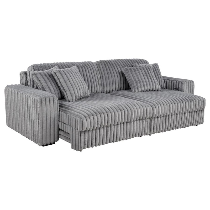 Jacana Corduroy Upholstered Dual Power Chaise Sofa Grey-zoom-