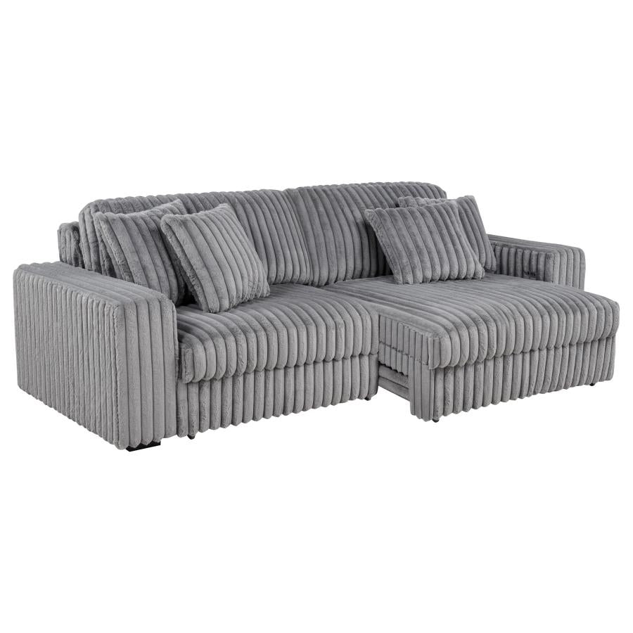 Jacana Corduroy Upholstered Dual Power Chaise Sofa Grey-5