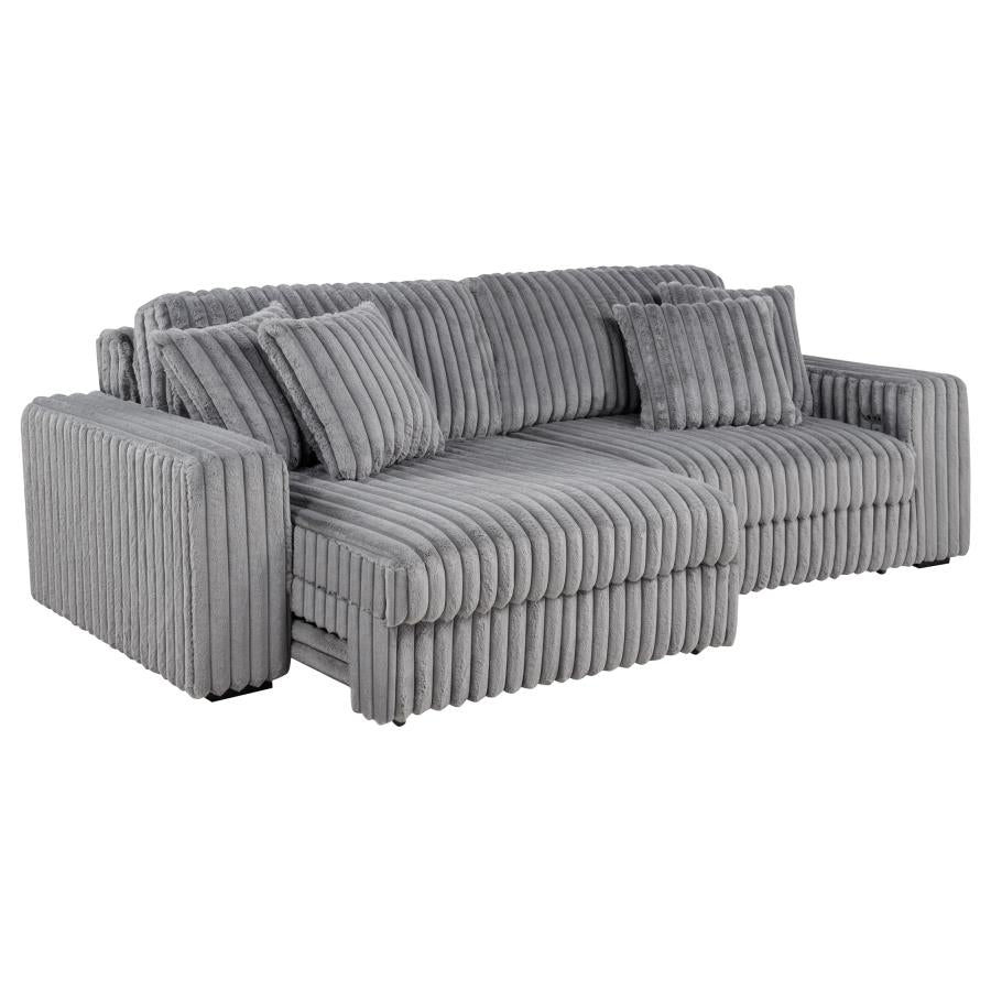 Jacana Corduroy Upholstered Dual Power Chaise Sofa Grey-zoom-6