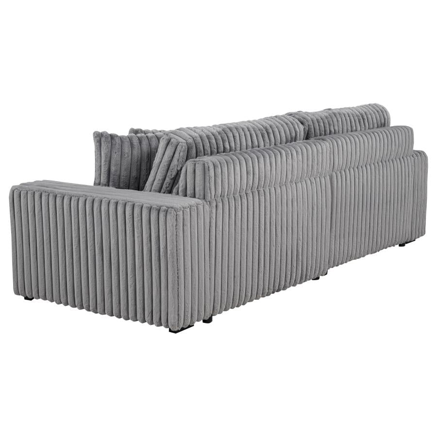 Jacana Corduroy Upholstered Dual Power Chaise Sofa Grey-9
