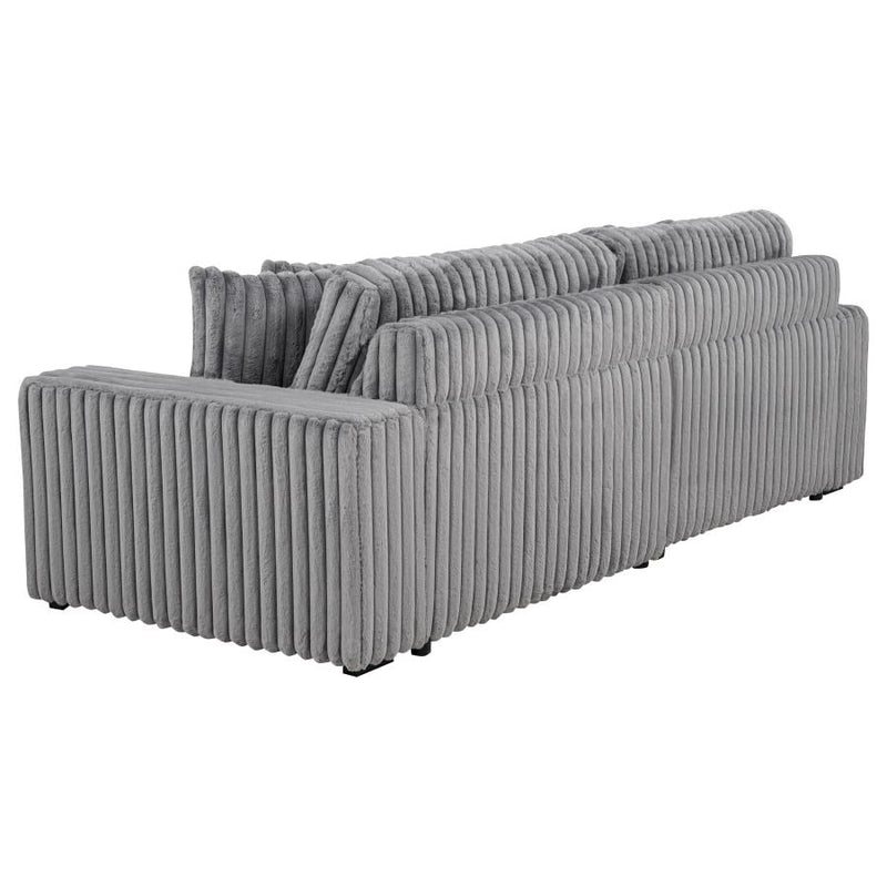 Jacana Corduroy Upholstered Dual Power Chaise Sofa Grey-zoom-