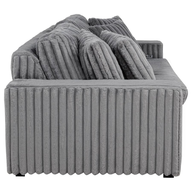 Jacana Corduroy Upholstered Dual Power Chaise Sofa Grey-zoom-