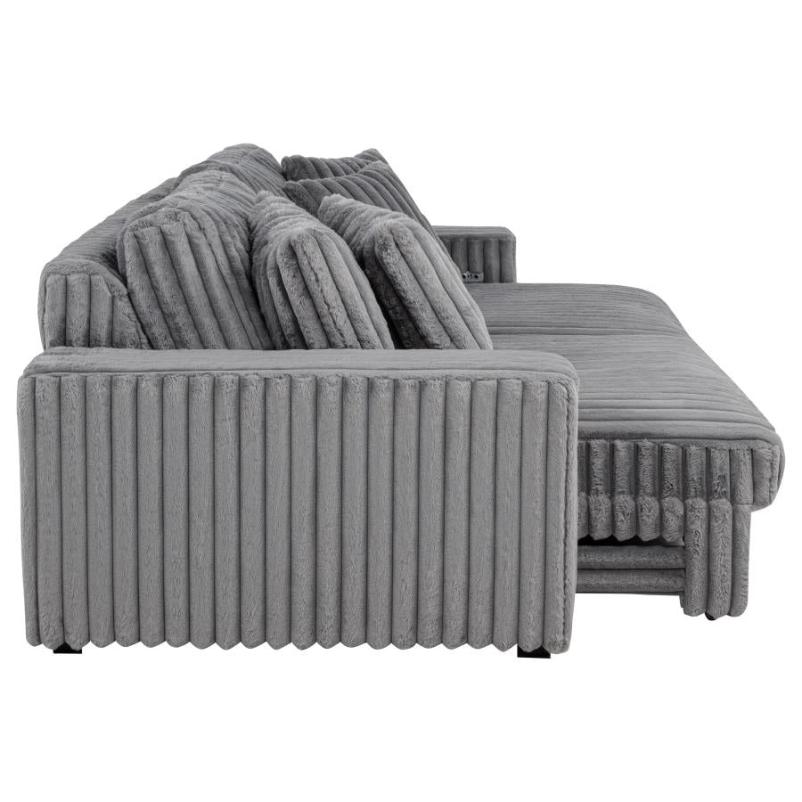 Jacana Corduroy Upholstered Dual Power Chaise Sofa Grey-zoom-12