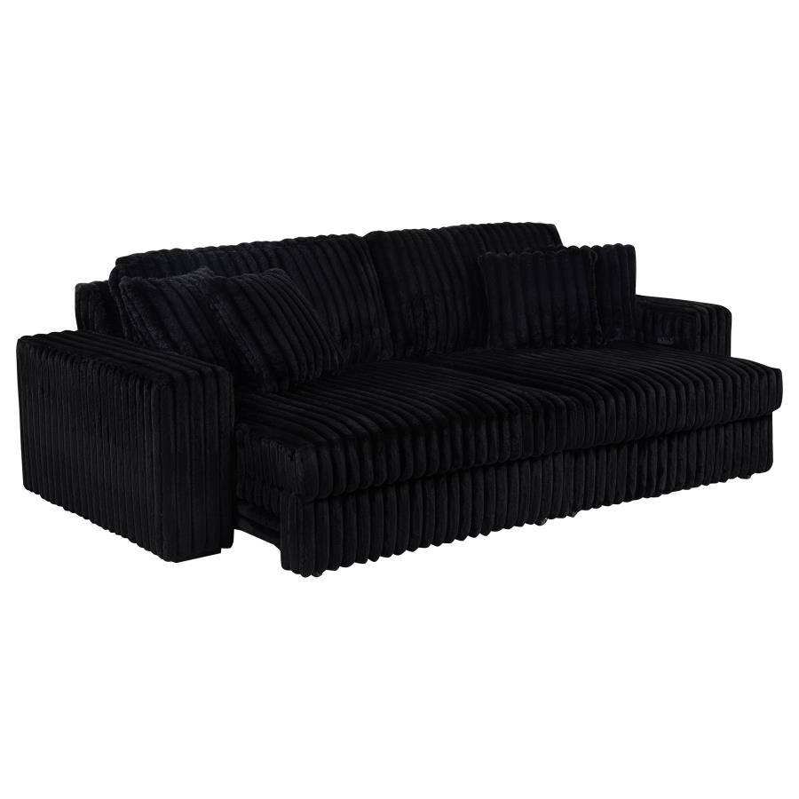 Jacana Corduroy Upholstered Dual Power Chaise Sofa Black-4