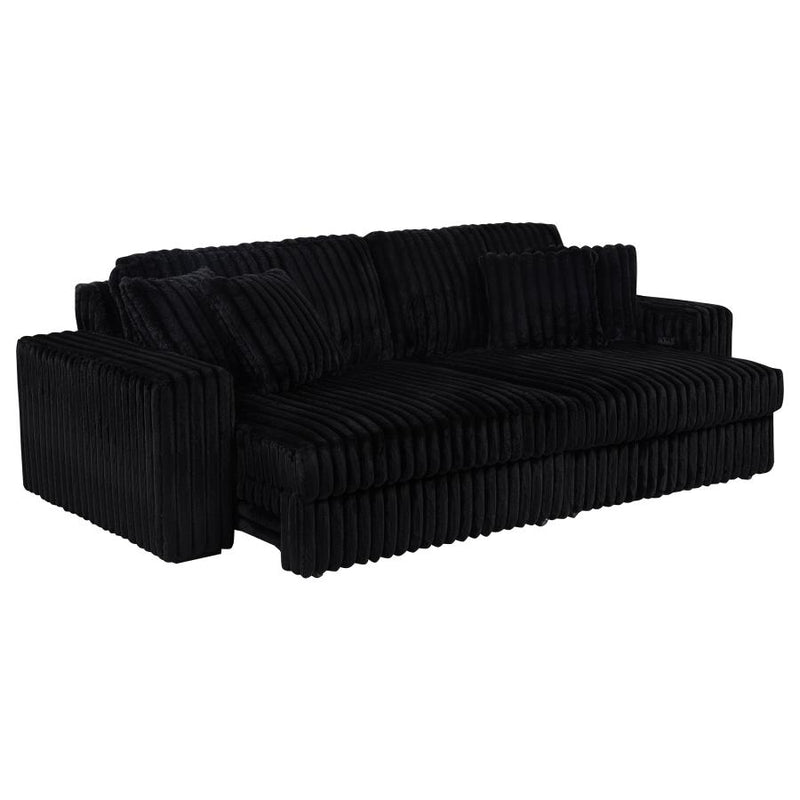Jacana Corduroy Upholstered Dual Power Chaise Sofa Black-zoom-