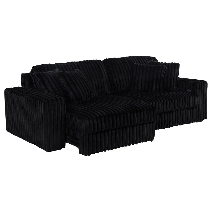 Jacana Corduroy Upholstered Dual Power Chaise Sofa Black-6