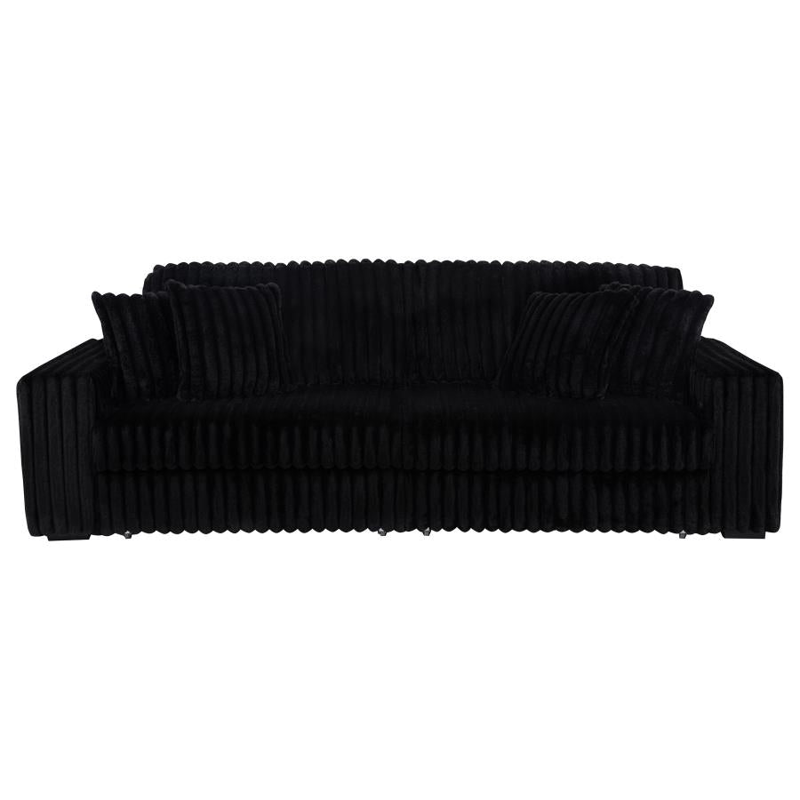 Jacana Corduroy Upholstered Dual Power Chaise Sofa Black-7
