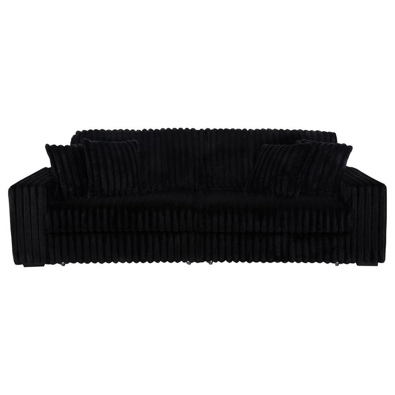 Jacana Corduroy Upholstered Dual Power Chaise Sofa Black-zoom-
