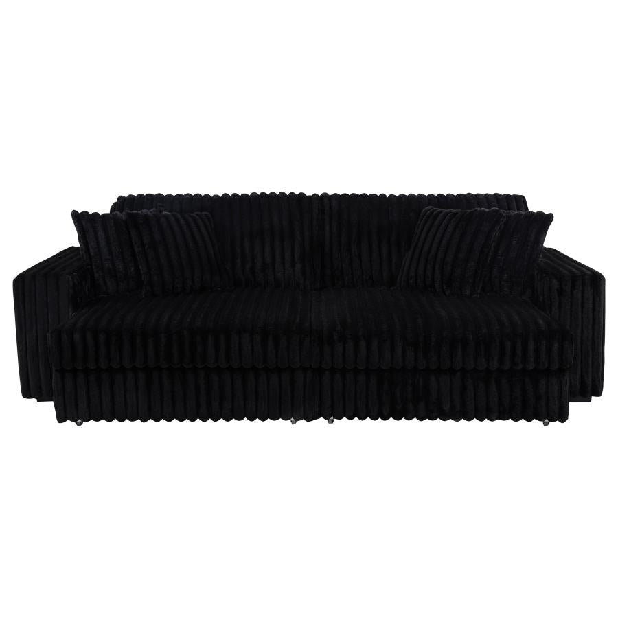 Jacana Corduroy Upholstered Dual Power Chaise Sofa Black-zoom-8