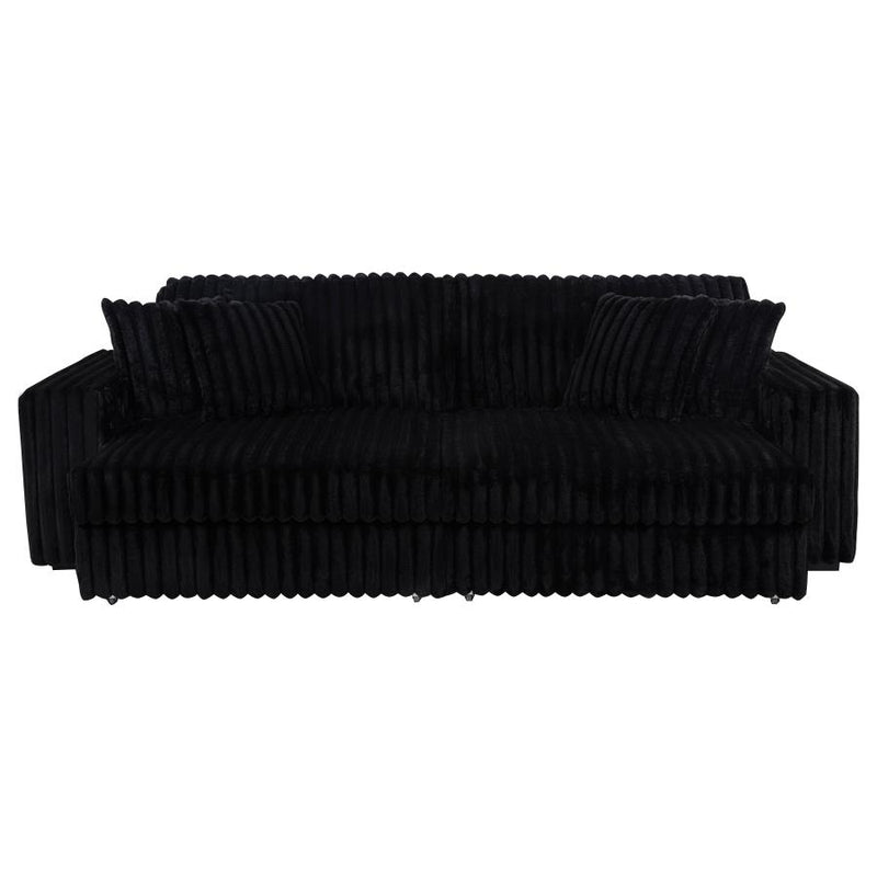 Jacana Corduroy Upholstered Dual Power Chaise Sofa Black-zoom-