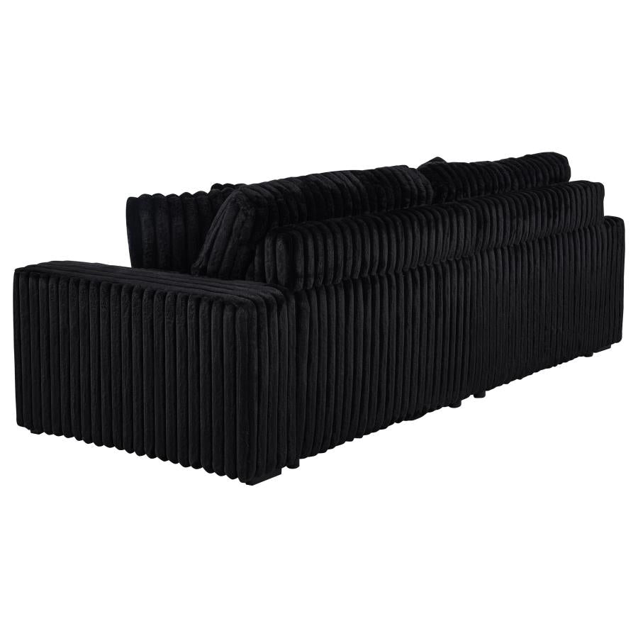 Jacana Corduroy Upholstered Dual Power Chaise Sofa Black-9
