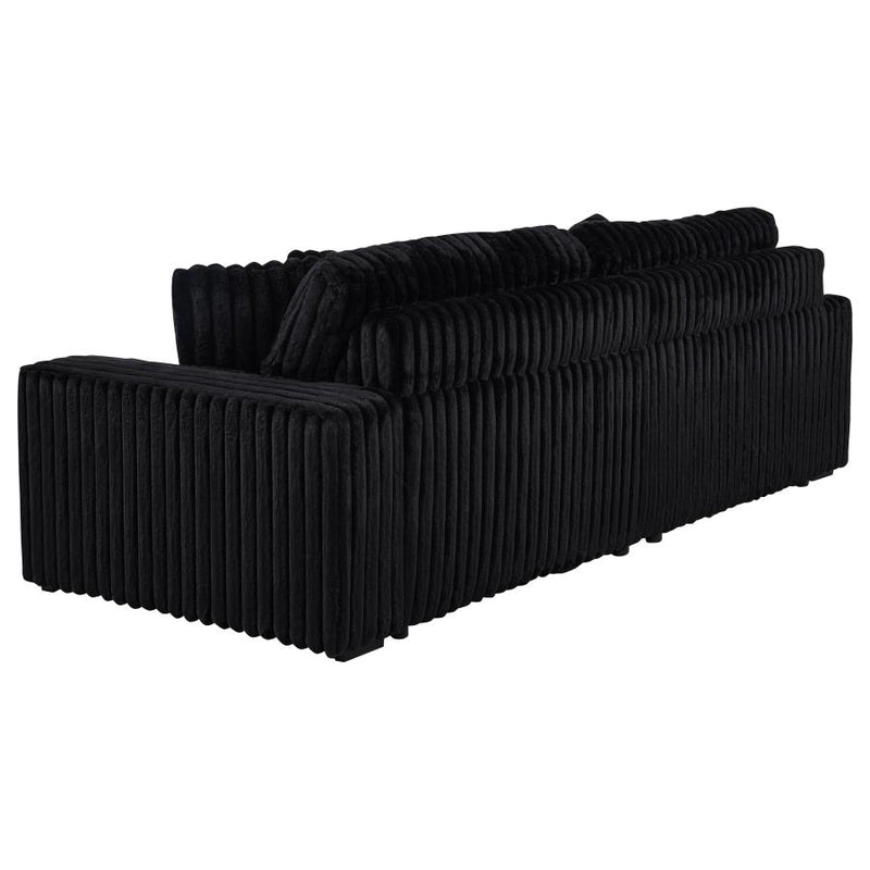Jacana Corduroy Upholstered Dual Power Chaise Sofa Black-zoom-