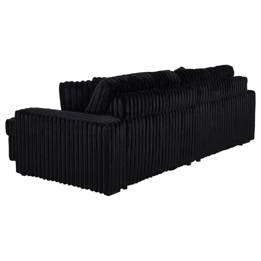 Jacana Corduroy Upholstered Dual Power Chaise Sofa Black-zoom-10