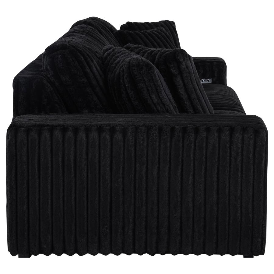 Jacana Corduroy Upholstered Dual Power Chaise Sofa Black-11