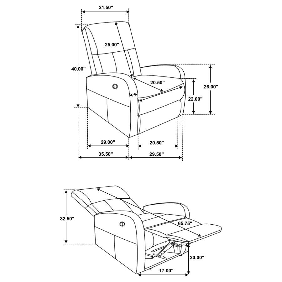 Grant Upholstered Power Recliner Chair Brown-11