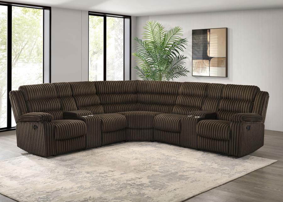 Atkinson Upholstered Reclining Sectional Sofa Chocolate-zoom-2