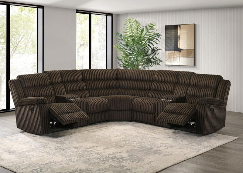 Atkinson Upholstered Reclining Sectional Sofa Chocolate-zoom-