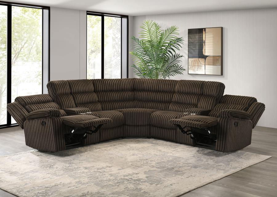 Atkinson Upholstered Reclining Sectional Sofa Chocolate-zoom-4