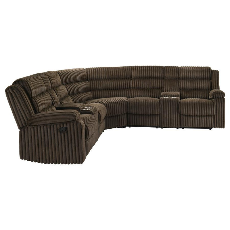 Atkinson Upholstered Reclining Sectional Sofa Chocolate-zoom-