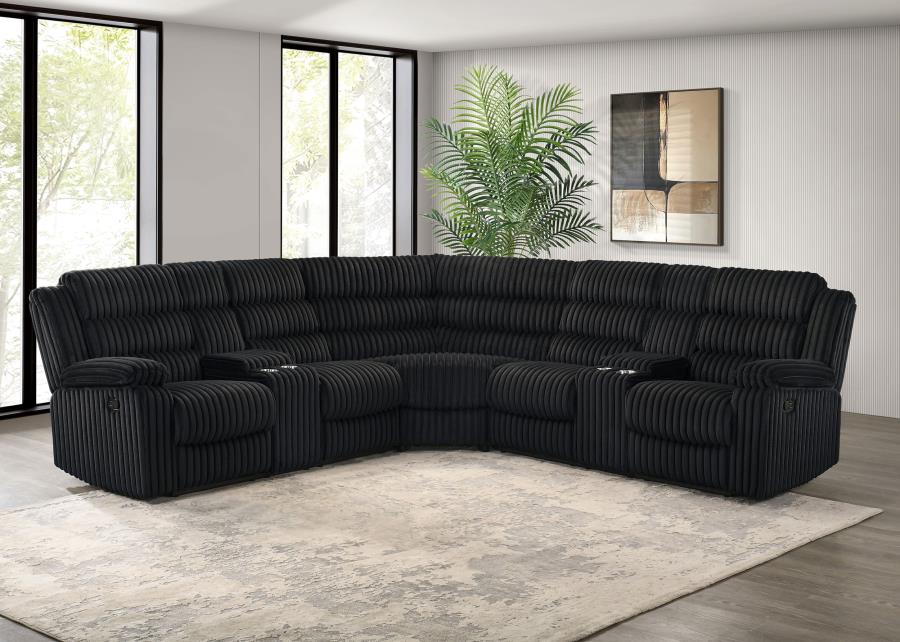Atkinson Upholstered Reclining Sectional Sofa Black-2