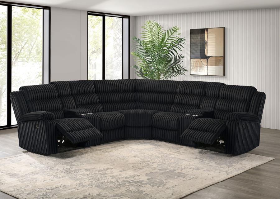 Atkinson Upholstered Reclining Sectional Sofa Black-3