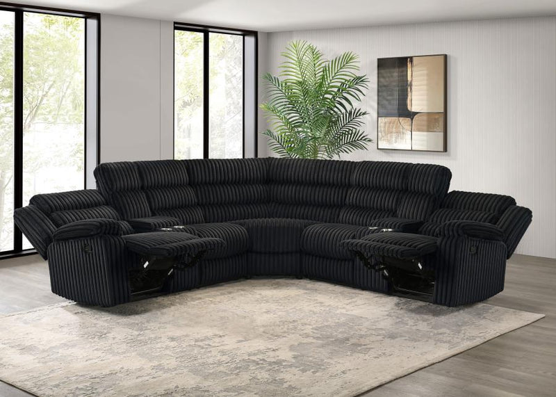 Atkinson Upholstered Reclining Sectional Sofa Black-zoom-