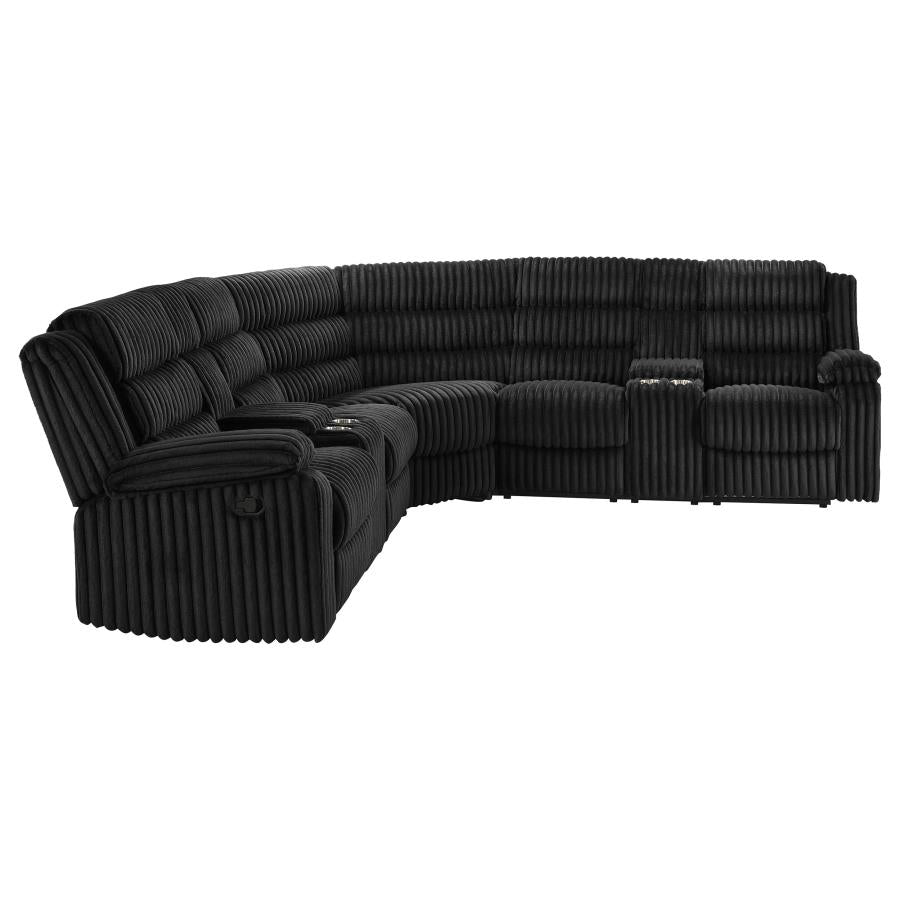 Atkinson Upholstered Reclining Sectional Sofa Black-8