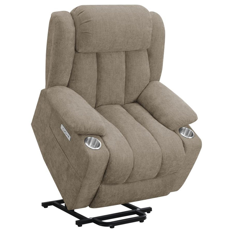 Houston Upholstered Power Lift Recliner Chair Camel-zoom-