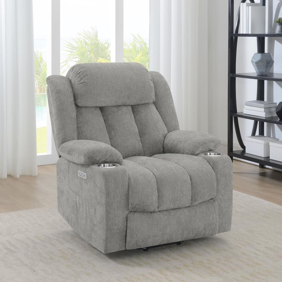 Houston Upholstered Power Lift Recliner Grey-2