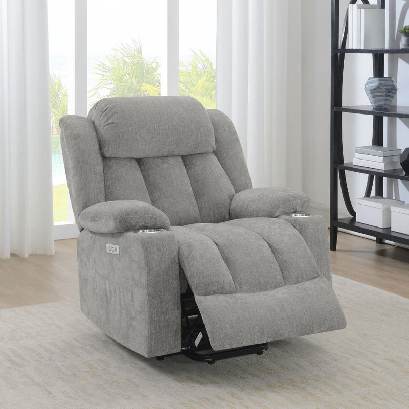 Houston Upholstered Power Lift Recliner Grey-zoom-