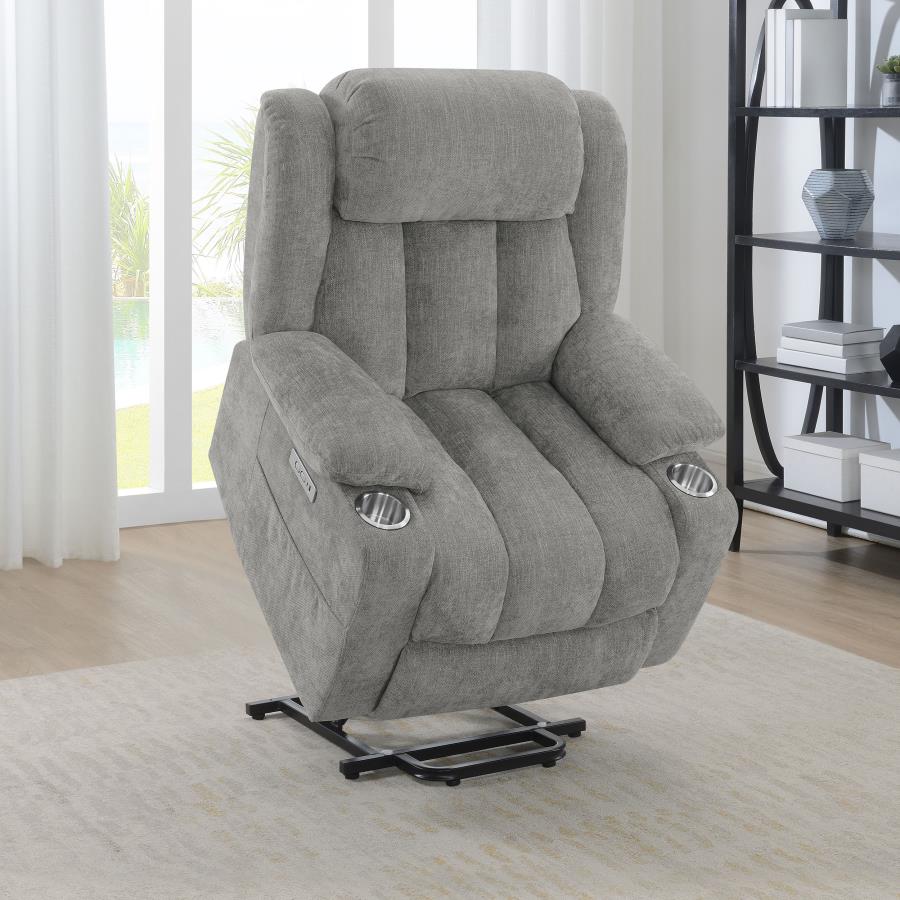 Houston Upholstered Power Lift Recliner Grey-zoom-4