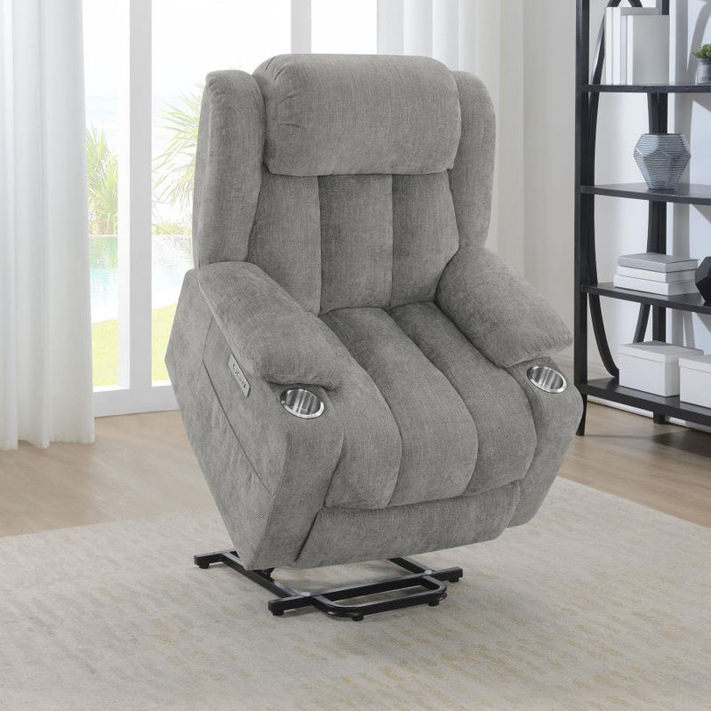 Houston Upholstered Power Lift Recliner Grey-zoom-