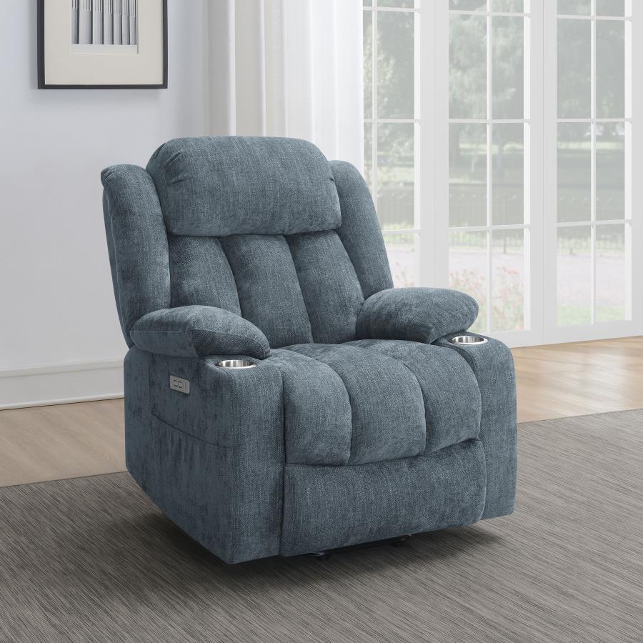Houston Upholstered Power Lift Recliner Slate Blue-2