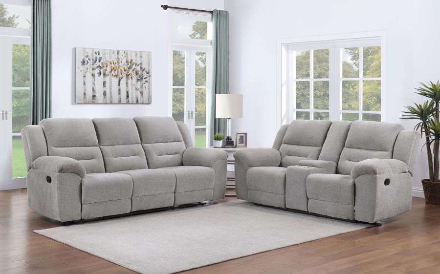 Gilson 2-piece Chenille Upholstered Reclining Sofa Set Grey-2