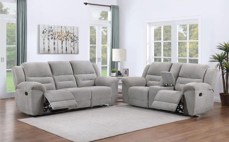 Gilson 2-piece Chenille Upholstered Reclining Sofa Set Grey-zoom-