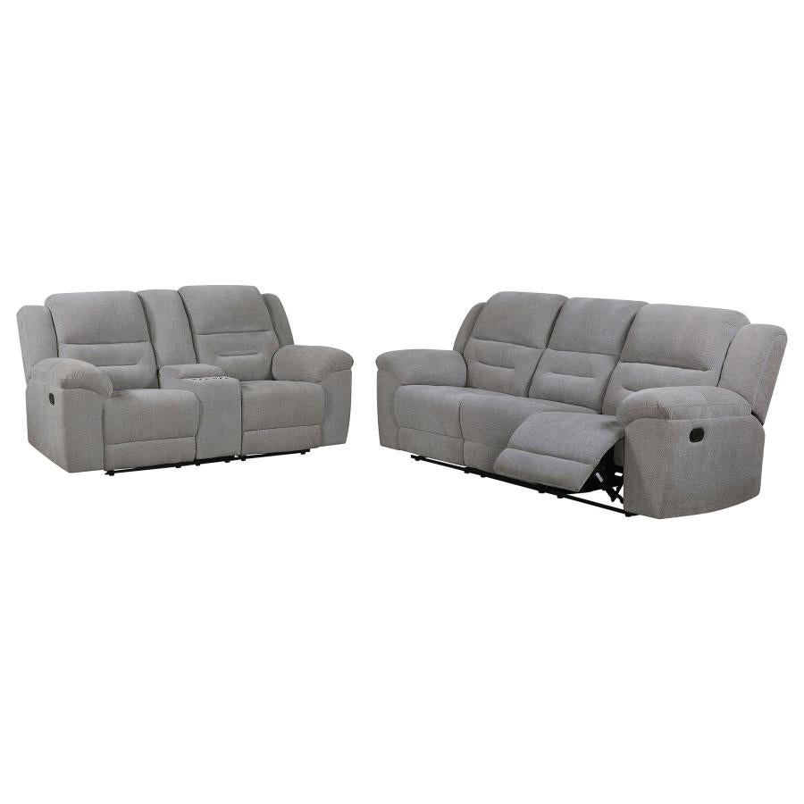 Gilson 2-piece Chenille Upholstered Reclining Sofa Set Grey-3