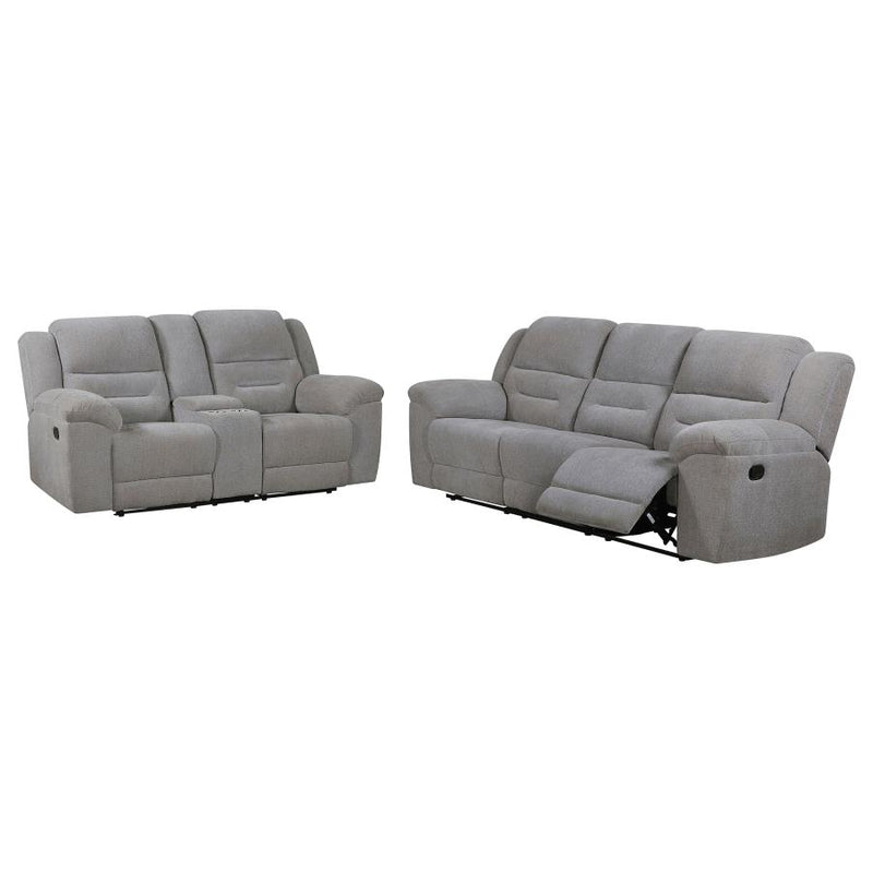 Gilson 2-piece Chenille Upholstered Reclining Sofa Set Grey-zoom-