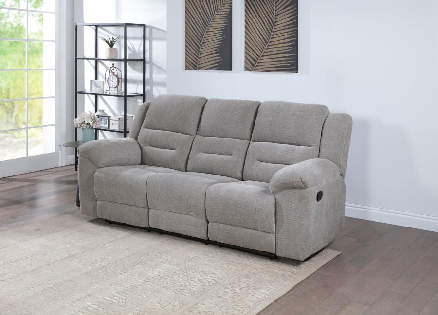 Gilson Chenille Upholstered Reclining Sofa Grey-2