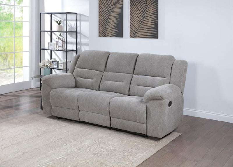 Gilson Chenille Upholstered Reclining Sofa Grey-zoom-