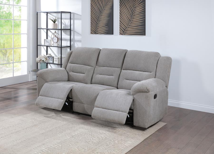 Gilson Chenille Upholstered Reclining Sofa Grey-3