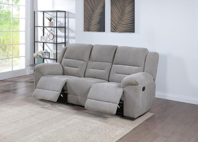 Gilson Chenille Upholstered Reclining Sofa Grey-zoom-