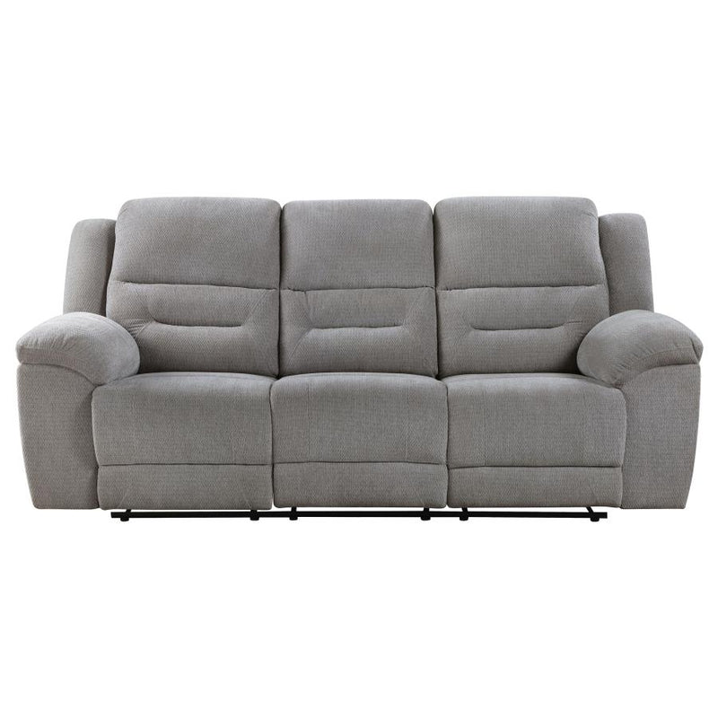 Gilson Chenille Upholstered Reclining Sofa Grey-zoom-