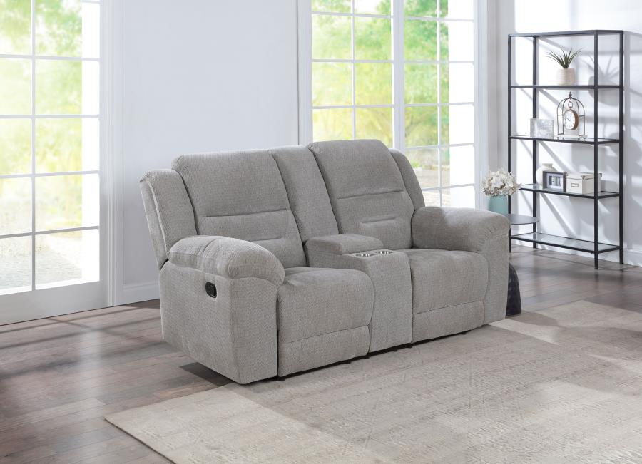 Gilson Chenille Upholstered Reclining Loveseat Grey-2